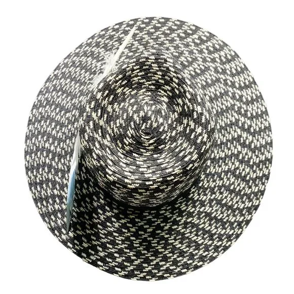 Black & White Straw Feather Fedora - Picture 4 of 13